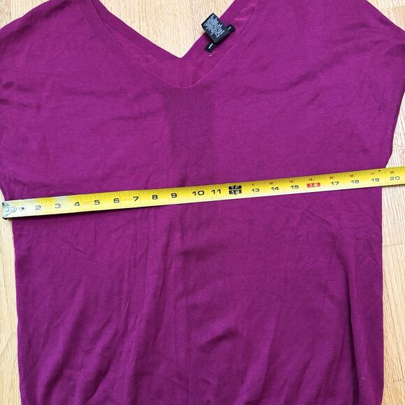 New York & Company Women's Oversize Silk Blend Pullover Vneck Sweater Magenta XS - Picture 6 of 15